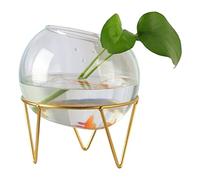 Fish Tabk Creative Bracket Glass Transparent Fish Tank Water Plant Vase Small Decorative Fish Tank Water Fish Tank Office Home Cool Fish Tank(13cm) (A 13cm)