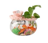 Fish Tabk Creative Circulating Water Fish Tank Glass Window Desktop Small Household Goldfish Tank Landscape Decoration Ornaments Cool Fish Tank(14.5cm) (A 18.5cm)