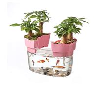 Fish Tabk Creative Fish Tank Guests Small Turtle Goldfish Tank Desktop Home Ecological Fish Tank Landscaping Bonsai Cool Fish Tank(13.78IN) (A 9.84IN)