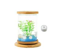 Fish Tabk Creative Rotating Desktop Fish Tank Transparent Glass Office Home Ecological Bottle Small Decorative Fish Kimchi Fish Tank Cool Fish Tank (A)