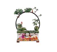 Fish Tabk Glass Fish Tank with Light Circle Flowing Fish Tank Rectangular Transparent Glass Aquarium Home Desktop Fountain Ornaments Cool Fish Tank