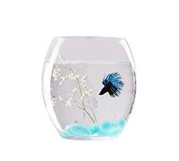 Fish Tabk Glass Landscaping Water Tank Vase Bottle Big Turtle Fish Tank Fish Farming Creative Aquarium Ecological Round Goldfish Tank Cool Fish Tank(7.87IN) (A 5.12IN)