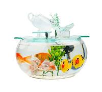 Fish Tabk Goldfish Bowl Fish Tank Goldfish Flowing Water Ornament Glass Mini Desktop Home Living Room Aquarium Starter Kits Cool Fish Tank(Color:B) (A)