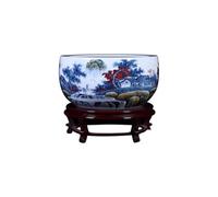 Fish Tabk Hand-painted Blue and White Landscape Ceramic Fish Tank Chinese Outdoor Lotus Pot Household Rice Tank Cool Fish Tank