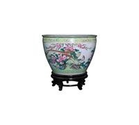 Fish Tabk Hand-painted Pastel Peony Ceramic Fish Tank Household Turtle Tank Living Room Courtyard Lotus Pot Ornaments Cool Fish Tank(Size:S) (XL)