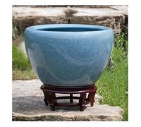 Fish Tabk Ice Crack Ceramic Goldfish Bowl Fish Culture Tank Turtle Tank Lotus Tank Living Room Large Water Tank Courtyard Aquarium Starter Kits Cool Fish Tank(Color:B,Size:42cm) (A 42cm)