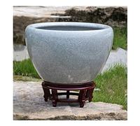Fish Tabk Ice Crack Ceramic Goldfish Bowl Fish Culture Tank Turtle Tank Lotus Tank Living Room Large Water Tank Courtyard Aquarium Starter Kits Cool Fish Tank(Color:B,Size:42cm) (C 42cm)