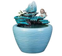 Fish Tabk Large Ceramic Flowing Water Fish Tank Balcony Landscaping Water Circulation Fish Tank Office Living Room Fish Tank Floor Tank Cool Fish Tank(Size:42cm) (53cm)
