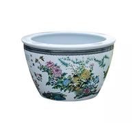 Fish Tabk Living room balcony courtyard breeding fish tank ceramic lotus water lily water basin large home decoration Cool Fish Tank(Size:63cm) (53cm)