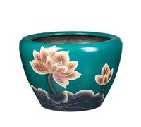 Fish Tabk Outdoor Courtyard Ceramic Fish Tank Balcony Painted Aquaculture Fish Tank Water Lily Lotus Plant Water Basin Cool Fish Tank(Size:52cm) (41cm)