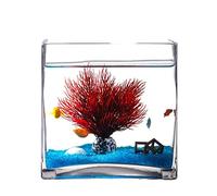 Fish Tabk Personality Creative Square Glass Fish Tank Aquarium Home Living Room Desktop Turtle Tank Aquarium Decoration Cool Fish Tank(L) (M)