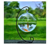 Fish Tabk Round Hanging Glass Aquarium Fish Bowl Fishbowl Flower Plant Vase with Height Rack Holder Home Decor Cool Fish Tank(A) (A)