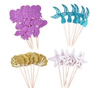 Fish Tail Cake Insert Cards 4/6 Styles Party Decoration Recyclable Paper Craft Quick Setups For Baking Creation Fish Theme Party Supplies