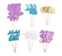 Fish Tail Cake Toppers 4/6 Unique Designs For Birthday Wedding Party Decorations Sturdy Paper Materials Food Safe Multiple Design Cake Insert Cards