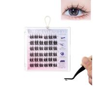 Fish Tails Glueless Press-On Eyelashes, Press on Lashes No Glue Needed, 36 PCS Self Adhesive Lash Clusters, Reusable Self Adhesive Eyelashes, Segmented False Eyelashes, With Tweezers (F)