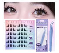 Fish Tails Glueless Press-On Eyelashes,Press on Lashes No Glue Needed, Self Adhesive Lash Clusters, DIY Eyelash Extensions Fish Tail Eyelashes,DIY Lash Extension Kit, With Lash Tweezers (01#)
