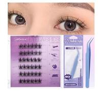 Fish Tails Glueless Press-On Eyelashes,Press on Lashes No Glue Needed, Self Adhesive Lash Clusters, DIY Eyelash Extensions Fish Tail Eyelashes,DIY Lash Extension Kit, With Lash Tweezers (05#)
