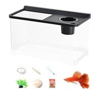 Fish Tank - 13.31 Inches Hydroponic Aquarium for Home, Led 3 Color Lighting with Decorative Plants, Household Tank for Tabletop, Bedroom, Collectors, Pet Owners, Shelves