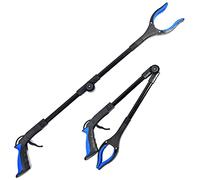 Fish Tank Accessories - 31" Aquarium Tweezers Grabber for Aquarium Landscaping Decoration Grab and Place Garbage Cleanup Foldable Gripper Multi-Function Mobility Aid Reaching Assist Tool(Blue)