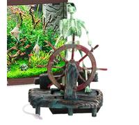 Fish Tank Air-Driven Skeleton Ornament - Skull Design Aquarium Decor | Elevates Aquatic Aesthetics Air-Powered At The Wheel, Moving Decoration, Accessories, Underwater Themed Sculpture