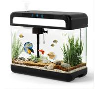 Fish Tank Aquarium 3 Gallon, Smart Aquarium Kits - Silent Water Pump,Self Cleaning System,7 Color Lights,Temperature Display, Aromatherapy, Advanced Filtration