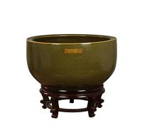 Fish Tank Aquarium Ceramic Fish Bowl Desktop Gold Fish Tank Living Room Balcony Lotus Tank Office Ornamental Fish Culture Tank Glass Fish Tank(50CM)