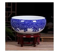 Fish Tank Aquarium Ceramic Fish Bowl Desktop Goldfish Tank Living Room Balcony Blue and White Mountain River Tank Office Ornamental Fish Culture Tank Glass Fish Tank(A,50CM)