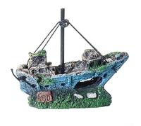 Fish Tank Aquarium Decoration Resin Warship Ornament with Creative Design, Ventilation Chambers, and Swimming Space for Fish, Safe Resin Material for Aquatic Use (08 small ship)