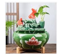 Fish Tank Aquarium Fish Tank Ceramic Goldfish Bowl Home Circulation Flow Water Fountain Living Room Office Desktop Fish Culture Bowl Glass Fish Tank(A,50CM)