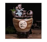 Fish Tank Aquarium Fish Tank Ceramic Goldfish Tank Home Desktop Running Water Ornaments Small Household Circulation Flow Water Lucky Fish Tank Glass Fish Tank(A,52cm)