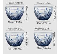 Fish Tank Aquarium Fish Tank Ceramic Large Water Fish Tank Lotus Tank Raising Koi Tank Home Living Room Floor-to-ceiling Feng Shui Lucky Fish Bowl Glass Fish Tank(100CM)
