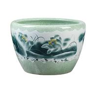 Fish Tank Aquarium Fish Tank Ceramic Lotus Fish Culture Tank Large Blue And White Living Room Balcony Courtyard Lucky Fish Bowl Glass Fish Tank(53CM)