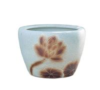 Fish Tank Aquarium Fish Tank Retro Large Water Tank Courtyard Fish Culture Tank Balcony Lotus Tank Outdoor Ceramic Goldfish Bowl Glass Fish Tank(C,63cm)