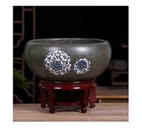 Fish Tank Aquarium Fish Tankchinese Style Ceramic Goldfish Bowl Home Living Room Office Desktop Fish Culture Bowl Aquarium Starter Kits Glass Fish Tank(C,41CM)