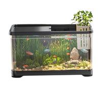 Fish Tank Aquarium Starter Kit, 12x7.7x7" Fish Aquarium with Basket Pump Filter 4K HD View Clear AS Tanks, Black, Betta Tank