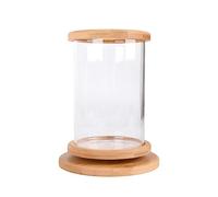 Fish Tank Aquarium Tank Clear Glass Fish with Wooden Base Rotatable Decorative for Aquariums Small Ecological