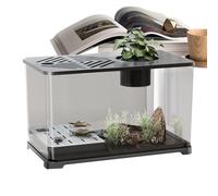 Fish Tank,Big Fish Tank Aquarium Starter Kits - Container Panoramic HD with Turtle Resting Area for Aquatic Planting Guppy Shrimp Jellyfish, Desk Decor