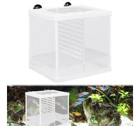 Fish Tank Breeder Net, Small Aquarium Breeding Box with Nylon Mesh Suction Cups Separation Net Isolation Fish Fry Hatchery Incubator Hatching Box Protective Mesh for Shrimp Betta Tank, 16*14.5*15.5cm