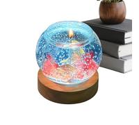 Fish Tank Candle Lamp - 8.5cm Glass Aromatherapy Light, LED Decorative, Bubble Aquarium Style Candle with Warm Light Wooden Base | Relaxation Decor for Home Office Spa Yoga Meditation Party Gift Use