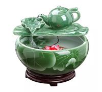 Fish Tank Chinese Ceramic Fish Tank Living Room Fountain Tabletop Flowing Water Ornaments Fish Tank Household Fish Basin Glass Fish Tank(M)