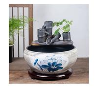 Fish Tank Chinese Style Ceramic Goldfish Bowl Home Circulation Flow Water Fountain Courtyard Fish Culture Cylinder Living Room Decoration Aquarium Fish Tank Glass Fish Tank(B,41cm)
