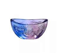 Fish Tank Chinese Style Yuanbao Modeling Glazed Fish Tank Treasure Bowl Ornaments Small Home Living Room Wine Cooler Entrance Feng Shui Attract Wealth Decorations(Blue)