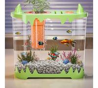 Fish Tank Complete Set, Aquarium Starter Kit With Self Cleaning Fish Tank Pump With Filteration,Gravel For Small Space Easy Setup Space-Saving Design(Green)