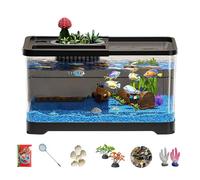 Fish Tank Complete Set LED - Compact Nano Aquarium, Complete Set for Children's Room, Glass Aquarium Decoration Living Area, Mini Beginners, Beginners Children Pet Care, Desk M