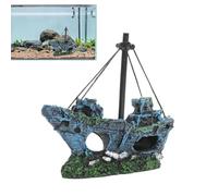 Fish Tank Decor, Shipwreck Resin Retro Ornament, Aquarium Decoration with Hollow Design, Compact Underwater Accessory for Freshwater Saltwater Tanks, Home Living Room Bedroom Hotel