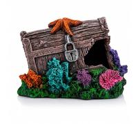 Fish Tank Decorations Aquarium Accessories - 15 x 10 x 10cm Durable Resin Aquarium Cave Fish Tank Hideaways - Smooth Edges and Easy to Clean - Multiple Swim Through Openings - Treasure Chest Design