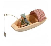 Fish Tank Decorations - Fishing Old Man on Boat Ornament,Floating Aquarium Decor with Fisherman on Raft,Realistic Fish Tank Ornament for Betta Tanks,Hobbyists,Home,Office,or Restaurant Display (A)