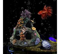Fish Tank Decorations, Simulation Mountain View Stone Ornament Aquarium Cave Aquarium Decor Artificial Mountain Hill View Stone Rock Cave for Betta Cichlids Hideaway