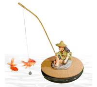 Fish Tank Decorations,Small Fish Tank Decor Floating Fisherman Figurines - 2 in 1 Feeder Figurines for Guppy Shrimp Betta Landscaping Small Schooling Species Desktop Home