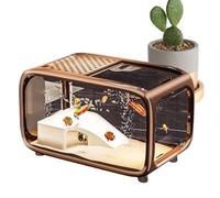 Fish Tank,Desktop Fish Bowl Turtle Tank with Climbing Decor | Clear Living Habitat Landscape Decor with Top Feeding Hole for Aquatic Animals Shrimp Snails Aquatic Planting Betta